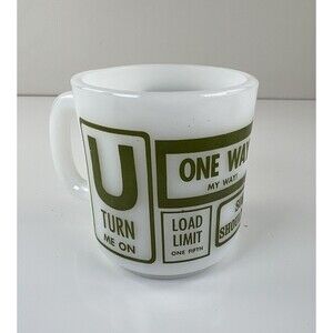 Vintage Milk Glass Street Sign Coffee Mug Coffee Cup Unique Gift Green White